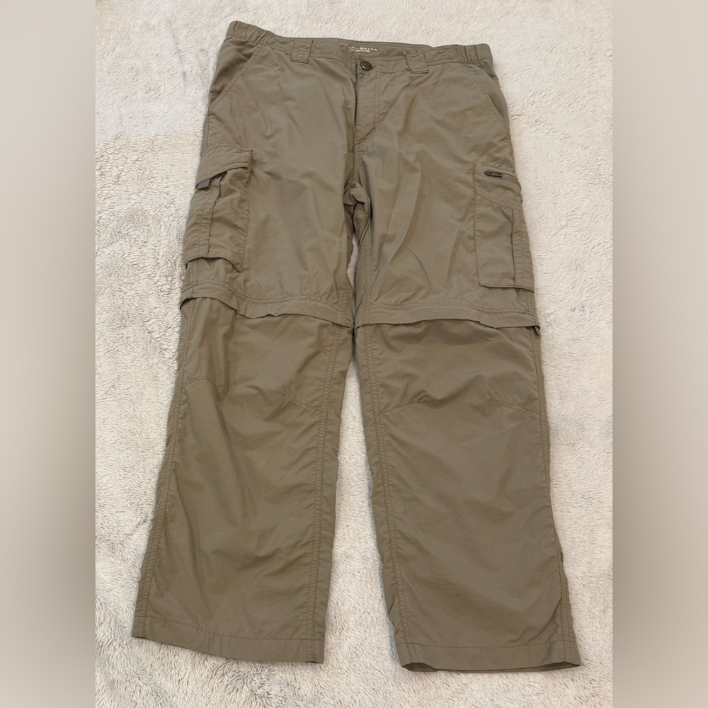 Columbia Mens Silver Ridge Convertible Cargo Pants Tan 34x30 Hiking Outdoors